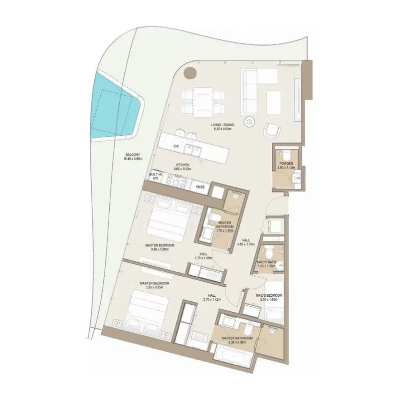 2 bedroom floor plan