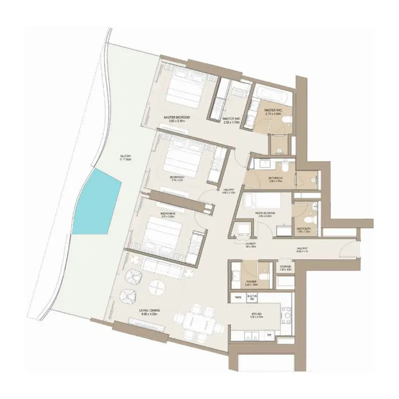 3 bedroom floor plan