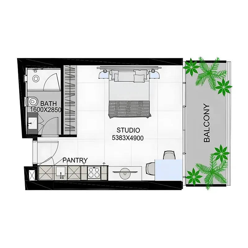 Studio apartments - The Community Sports Arena floor plan