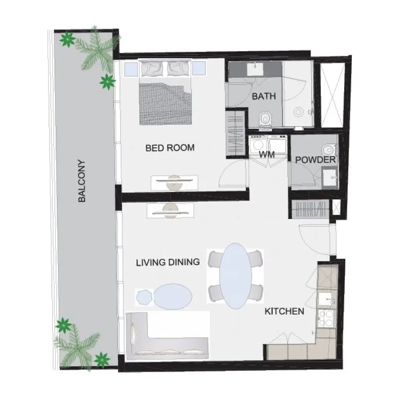 1 bedroom floor plan