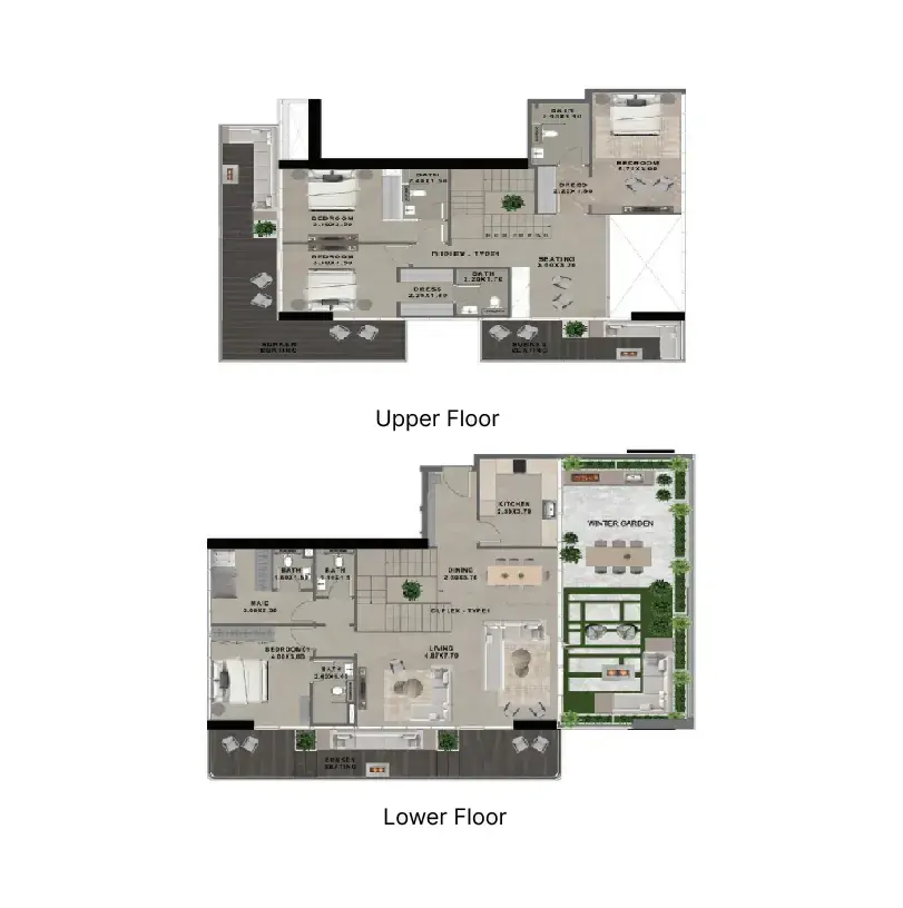 4.5 bedrooms penthouse - Reef 999 floor plan