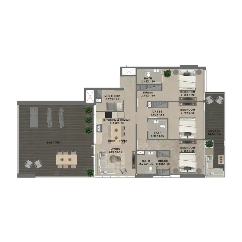 3 bedroom floor plan