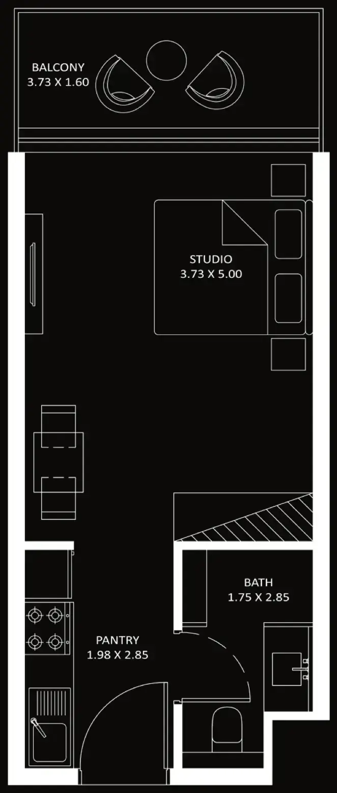 Studio apartments - Bayz 101 floor plan