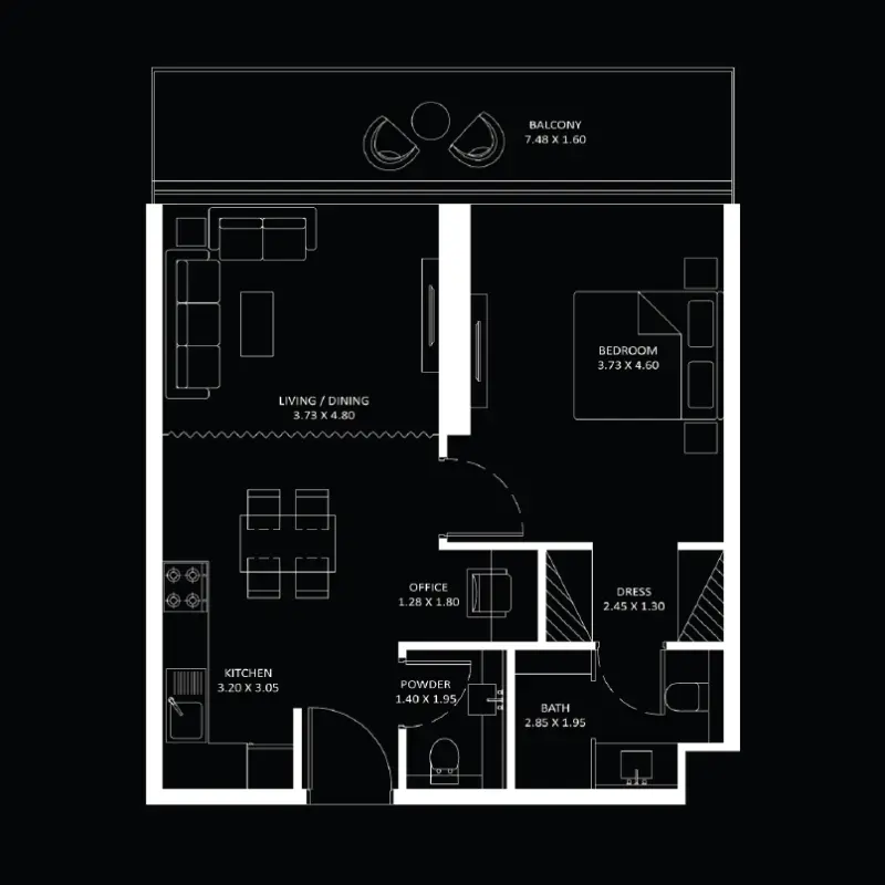 1 bedroom floor plan