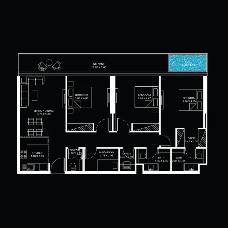 3 bedroom floor plan