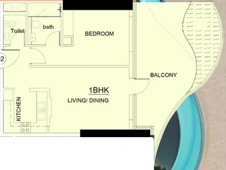1 Bedroom apartments - Volga Tower floor plan