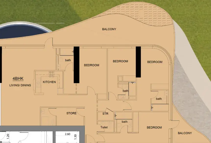 4 Bedrooms apartments - Volga Tower floor plan
