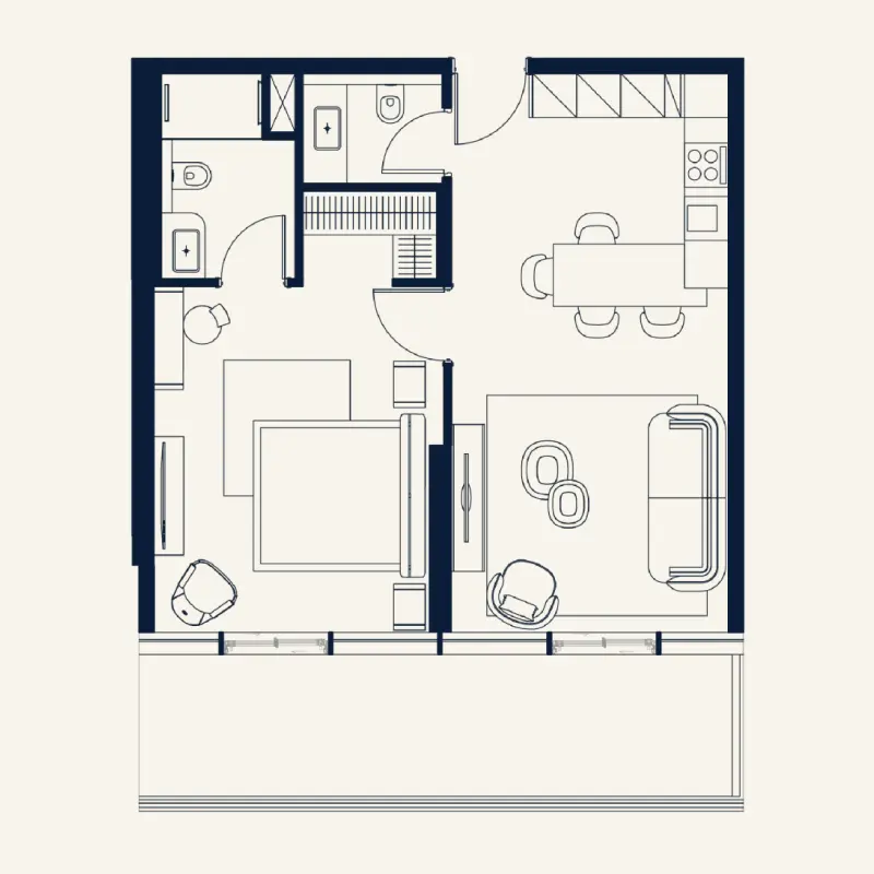 1 bedroom floor plan