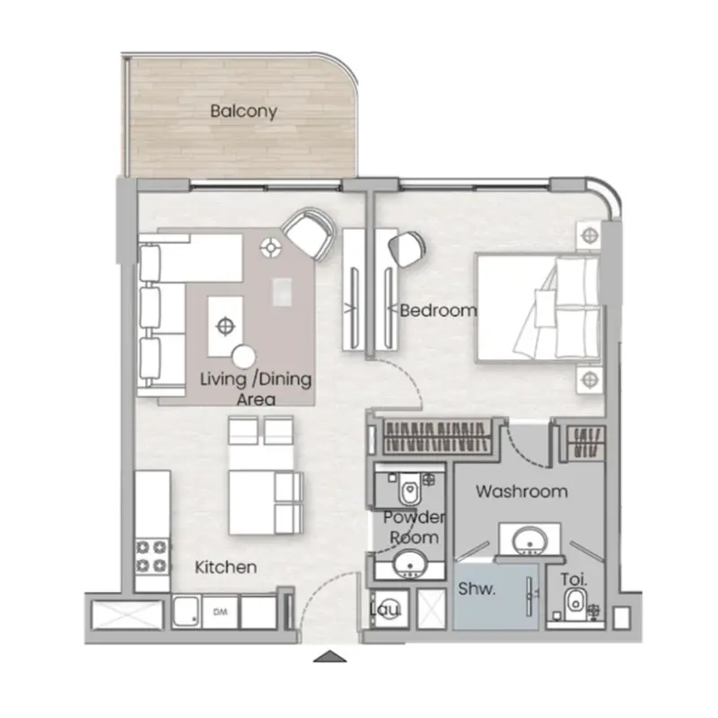 1 bedroom floor plan