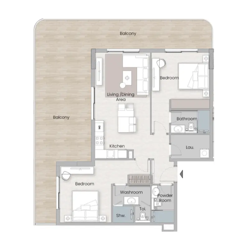 2 bedroom floor plan