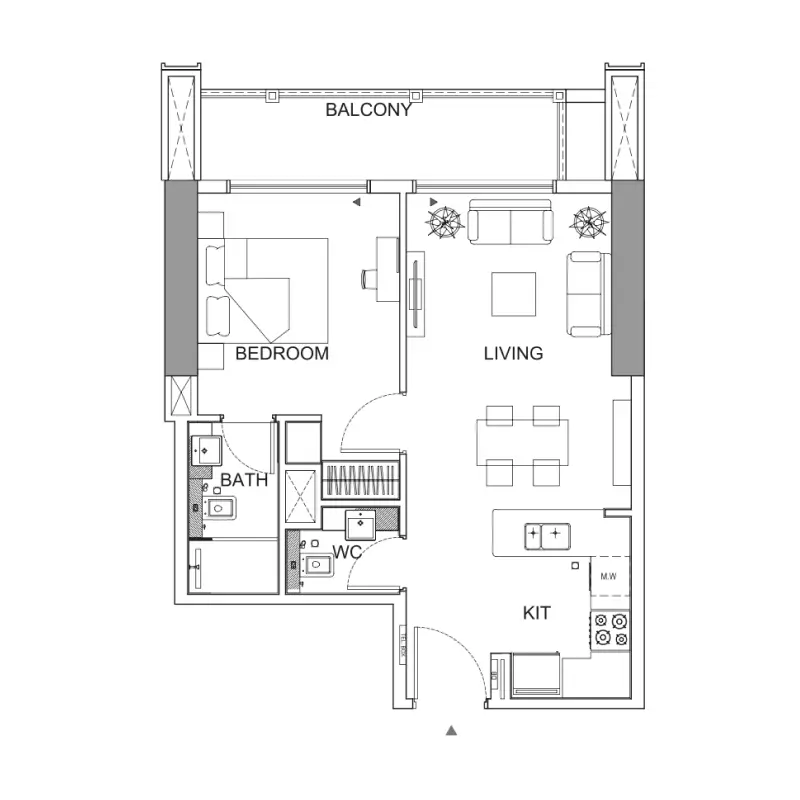 1 bedroom floor plan