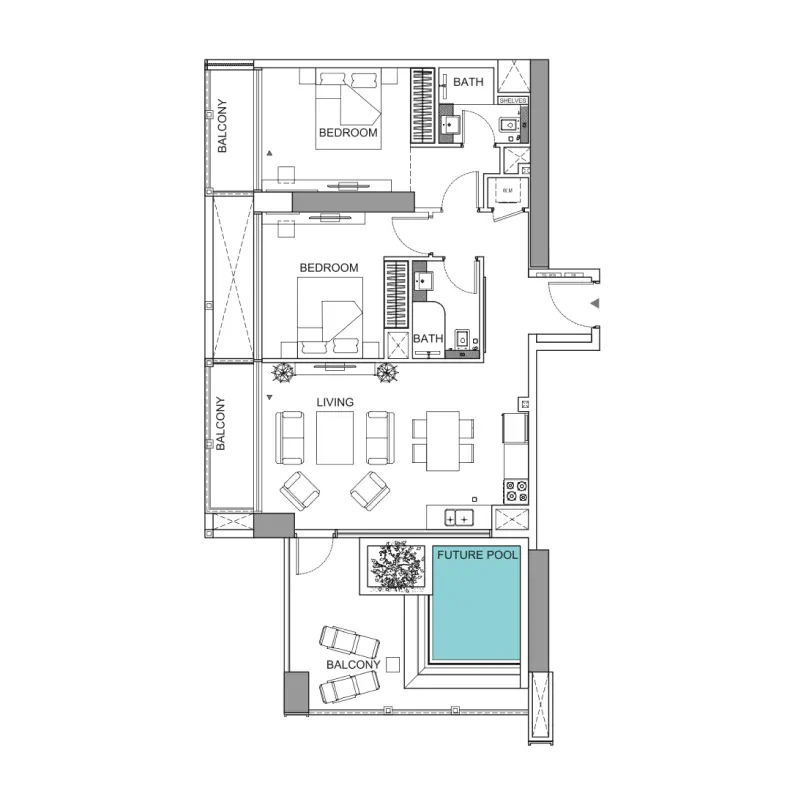 2 bedroom floor plan