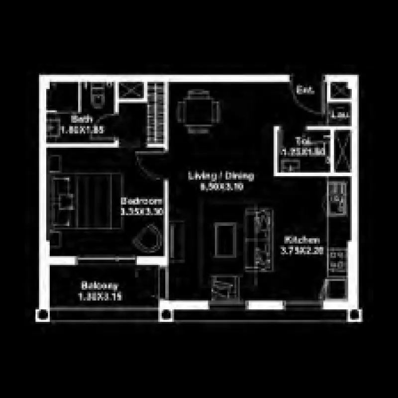 1 bedroom floor plan