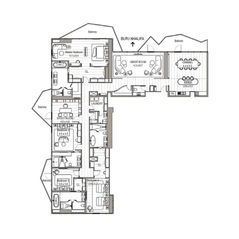 4 bedroom floor plan