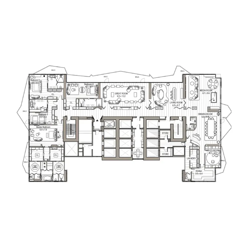 5 bedroom floor plan