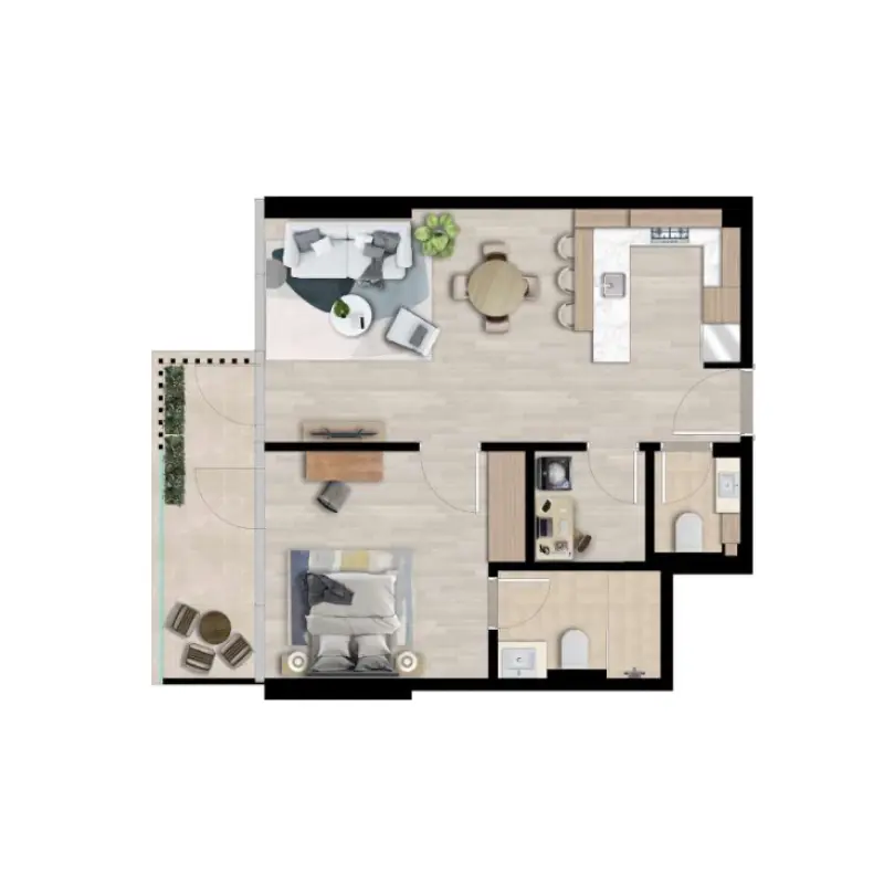 1 bedroom floor plan
