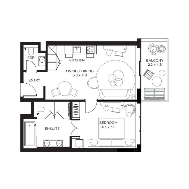 1 bedroom floor plan