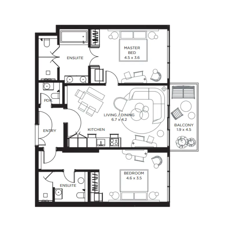 2 bedroom floor plan