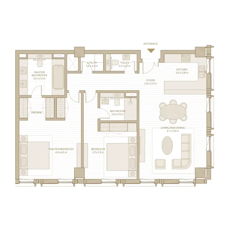 2 bedroom floor plan
