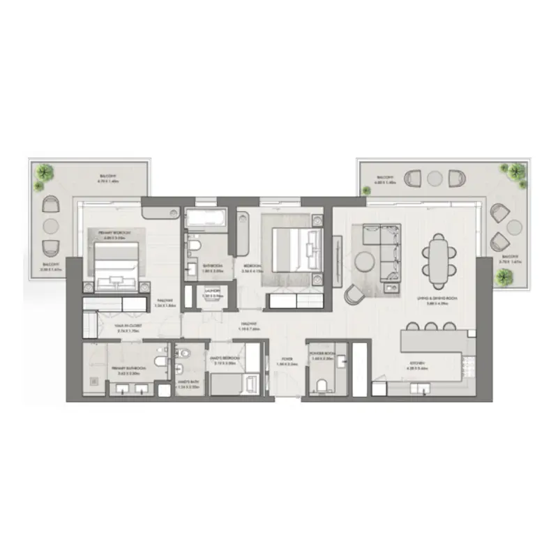 2 bedroom floor plan