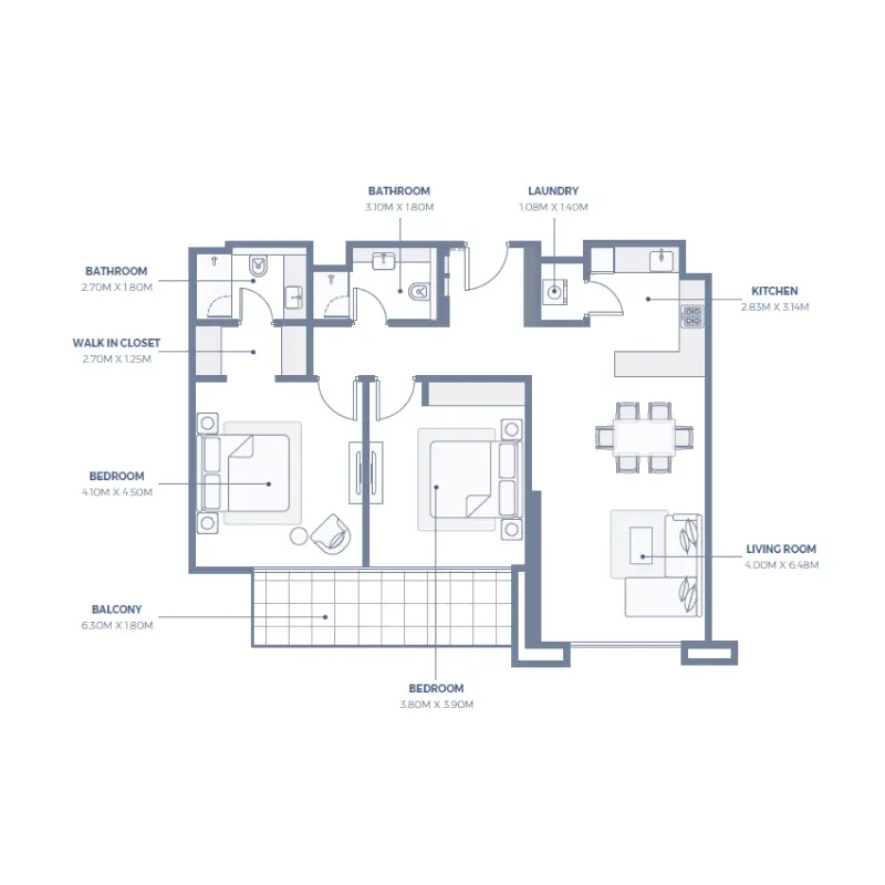 2 bedroom floor plan