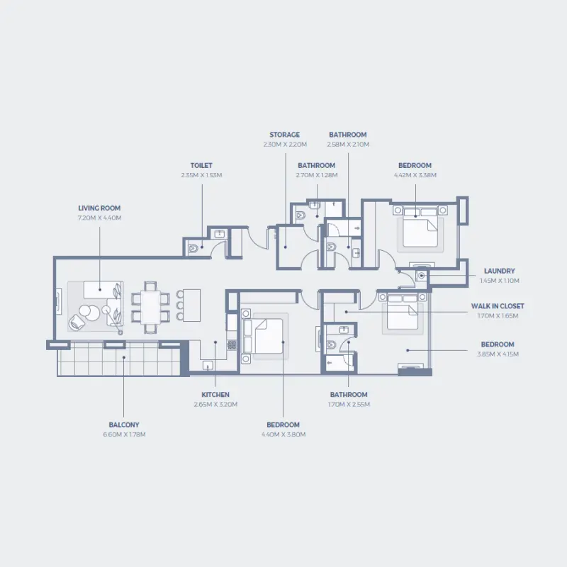 3 bedroom floor plan