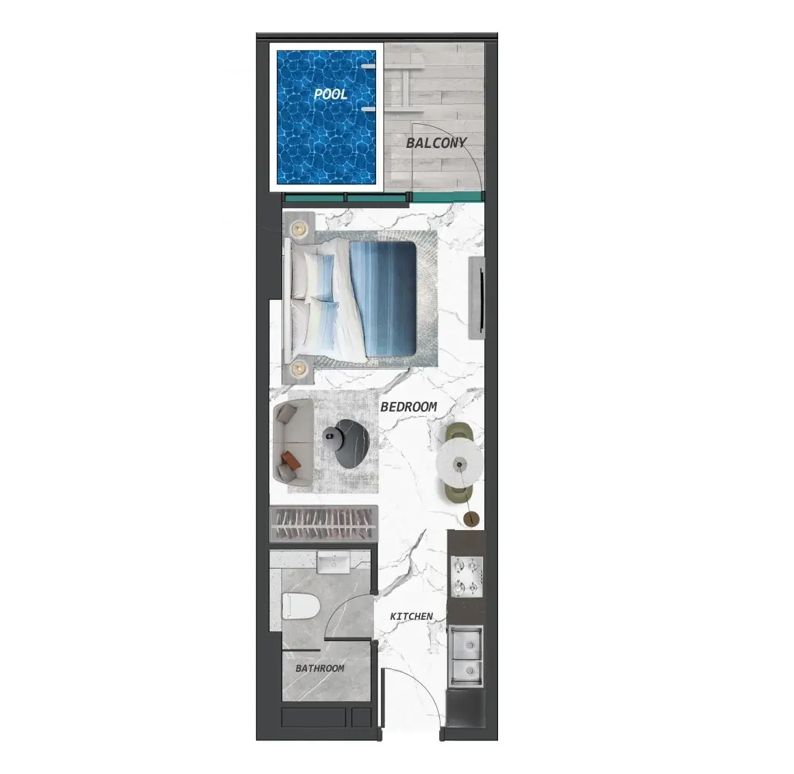 Studio apartments - Samana Lake Views 2 floor plan