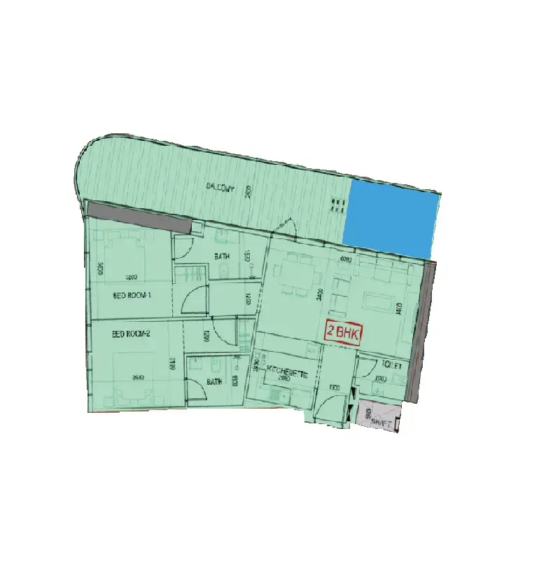2 Bedrooms apartments - Samana Lake Views 2 floor plan