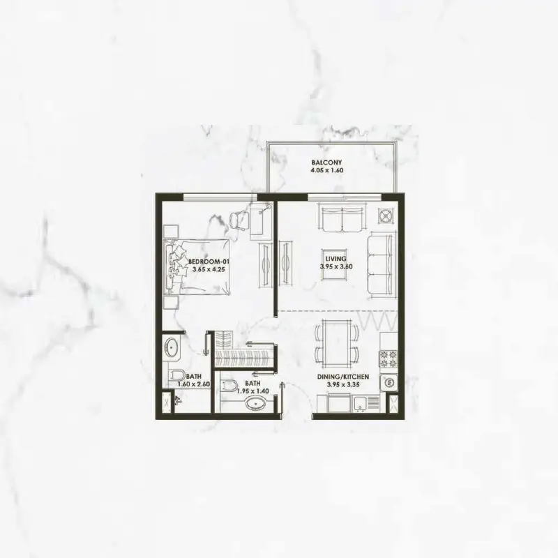 1 bedroom floor plan