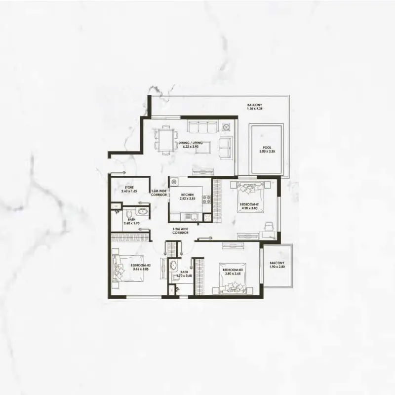 3 bedroom floor plan