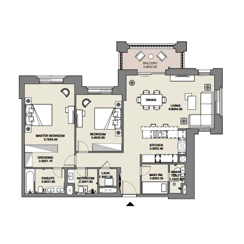 2 bedroom floor plan