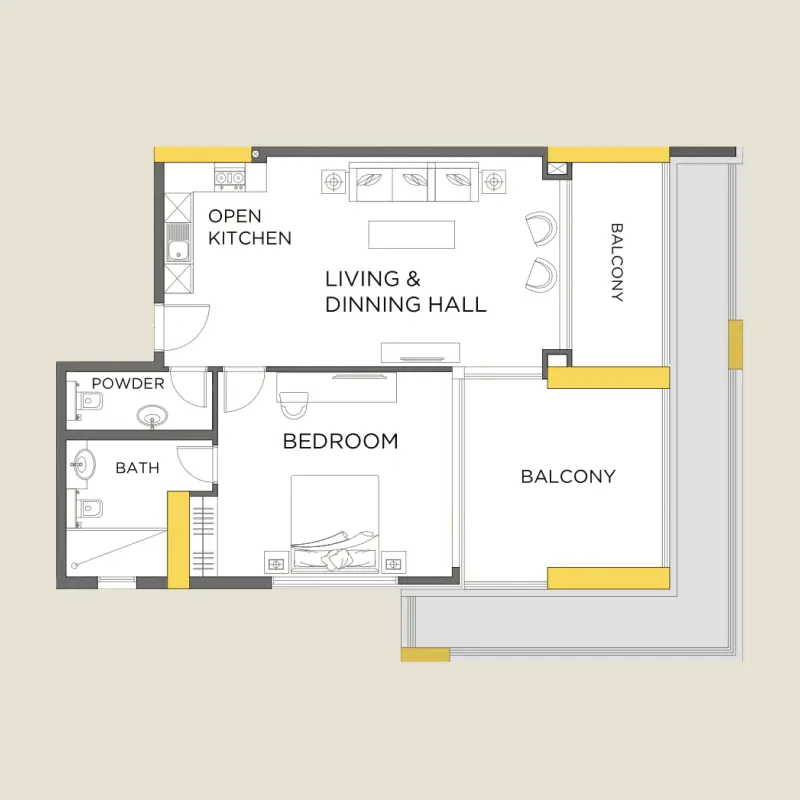 1 bedroom floor plan