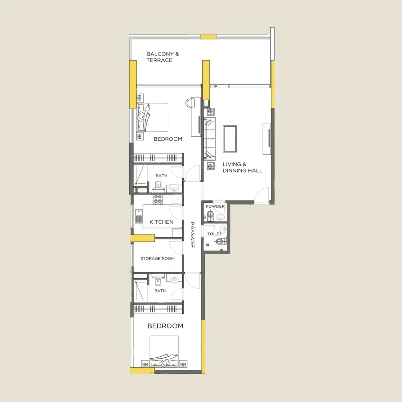 2 bedroom floor plan