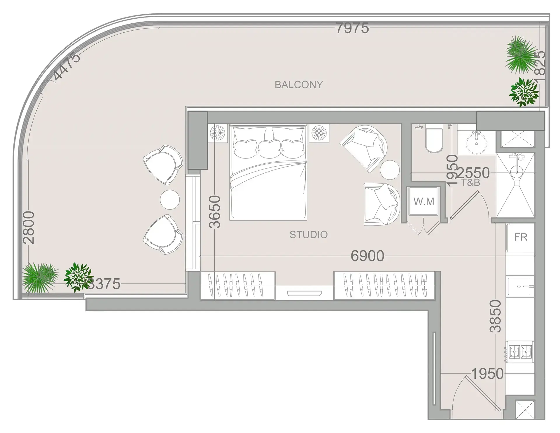 Studio apartments - ELAR1S Sky floor plan
