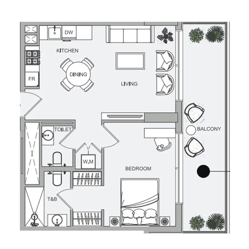1 bedroom Apartments -  ELAR1S Sky floor plan