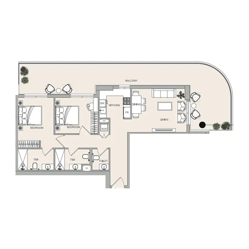 2 bedroom Apartments -  ELAR1S Sky floor plan