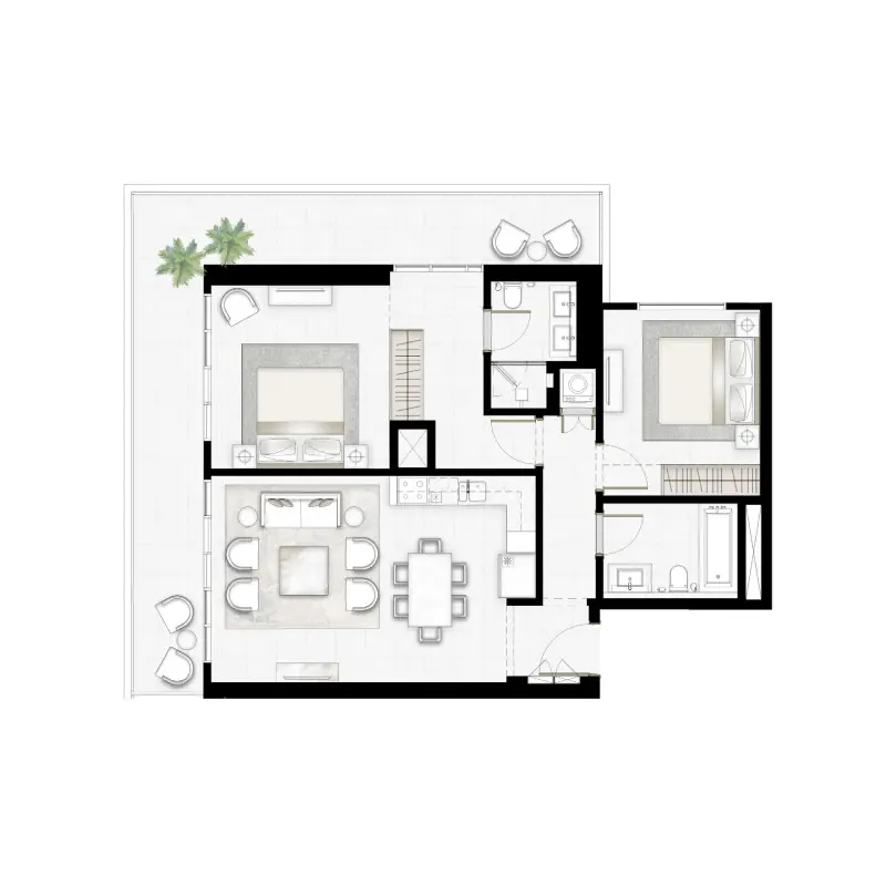 2 bedroom floor plan
