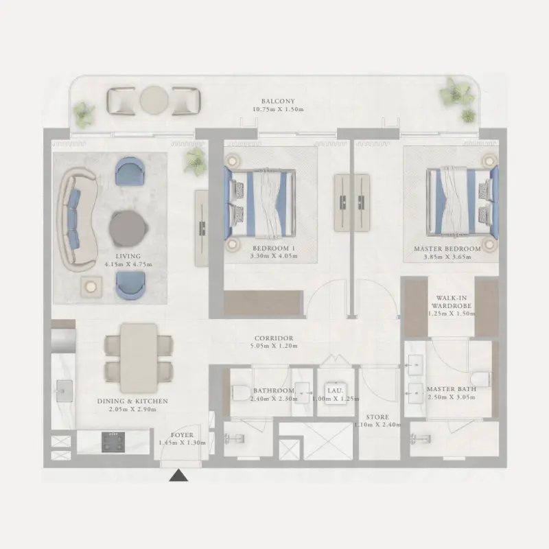 2 bedroom floor plan