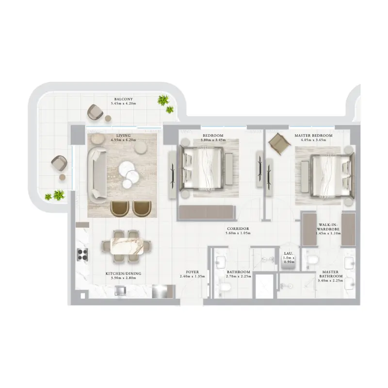 2 bedroom floor plan