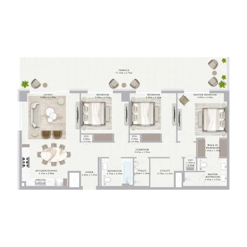 3 bedroom floor plan