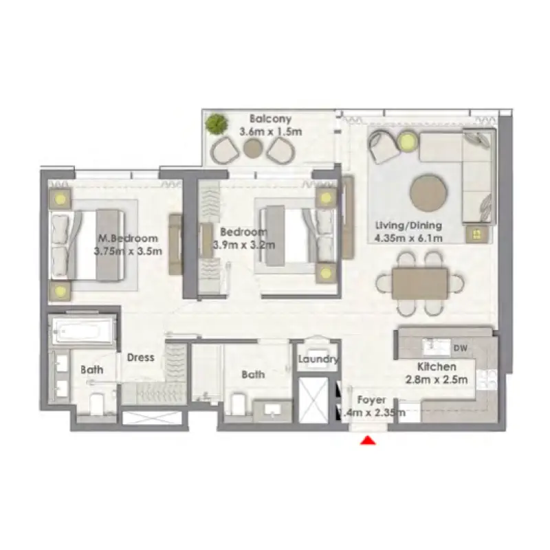 2 bedroom floor plan