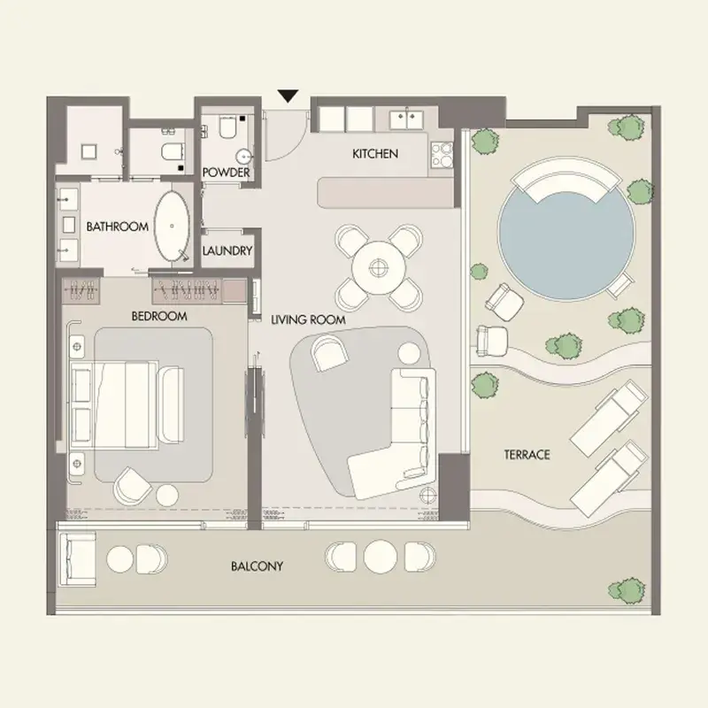 1.0 bedroom apartments floor plan