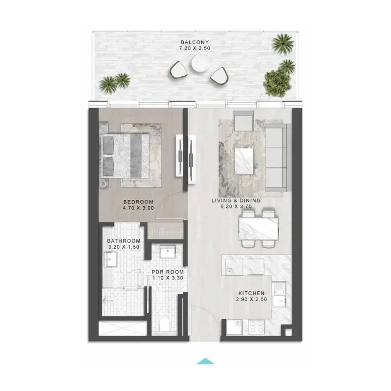 1 bedroom floor plan