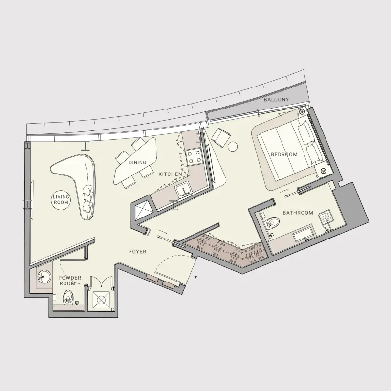 1 bedroom floor plan