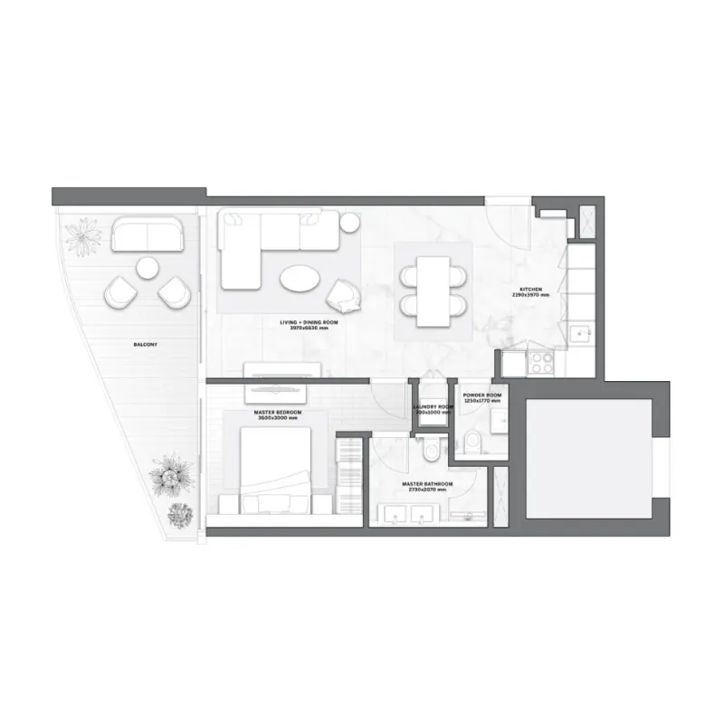 1 bedroom floor plan