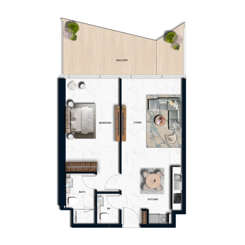 1 bedroom floor plan