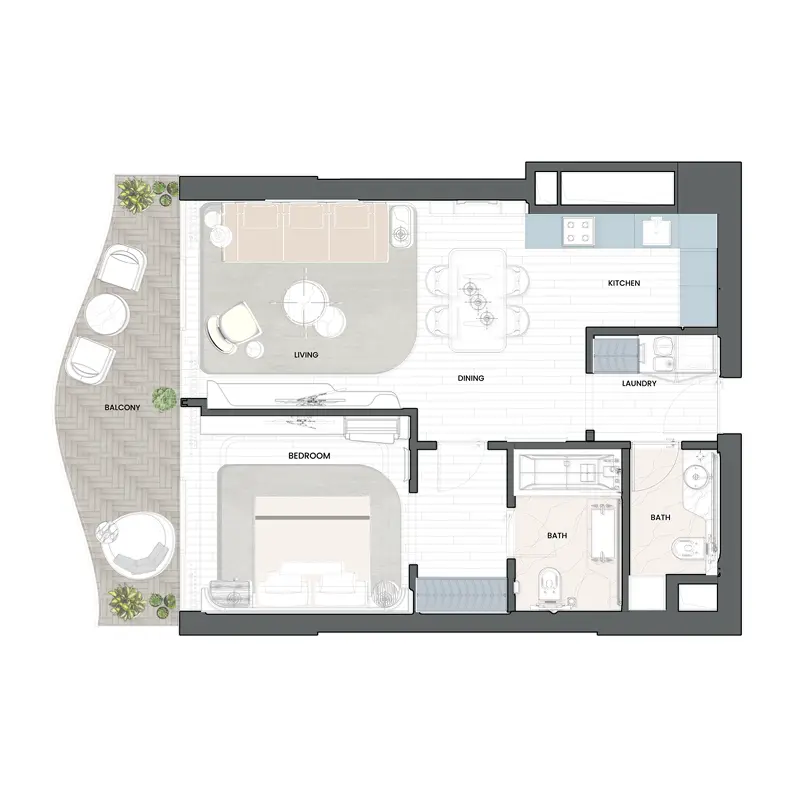1 bedroom Apartments floor plan