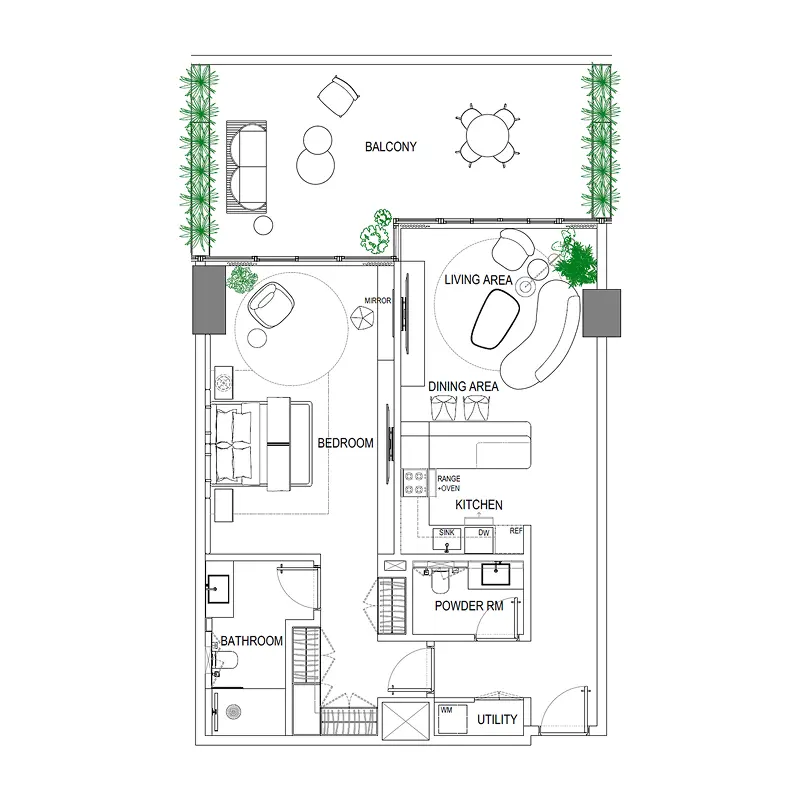 1 bedroom Apartments floor plan