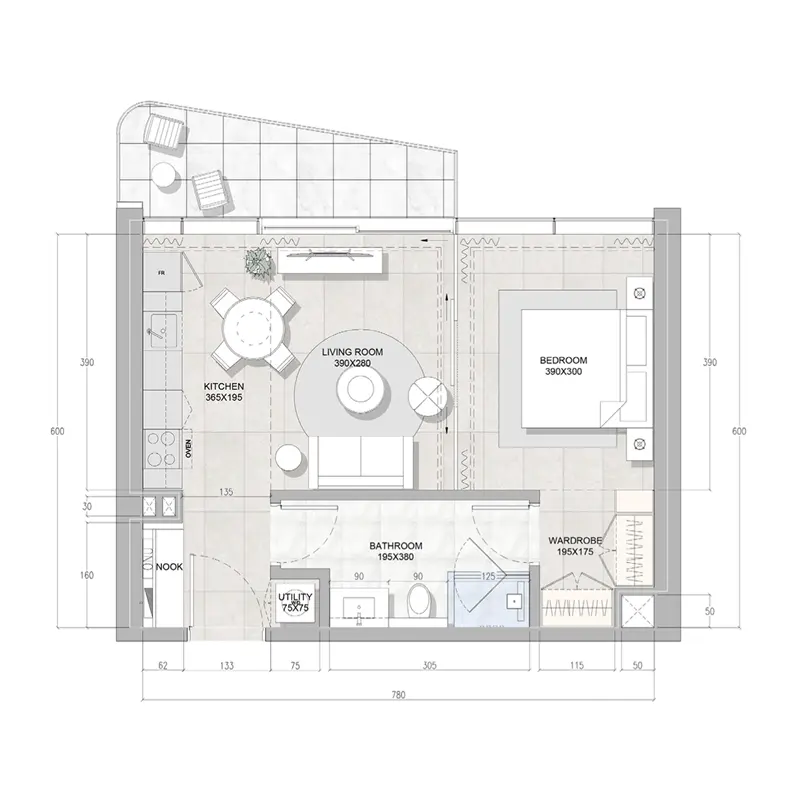 1 bedroom Apartments floor plan