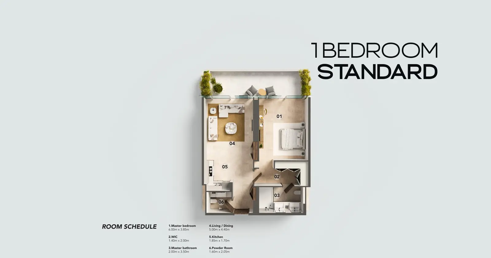 1 Bedroom Standard floor plan